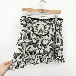 Dolls Kill Widow Skirt XXLarge Moth Butterfly Fairy Whimsigoth Ruffle Mini Goth